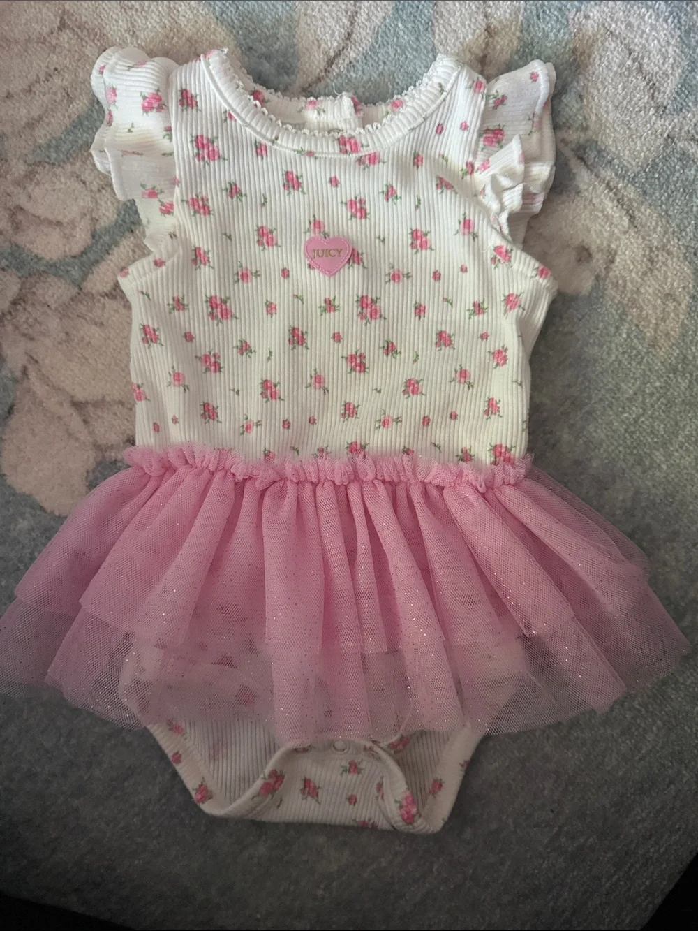 Juicy Couture White and Pink Floral Tutu One-Piece
